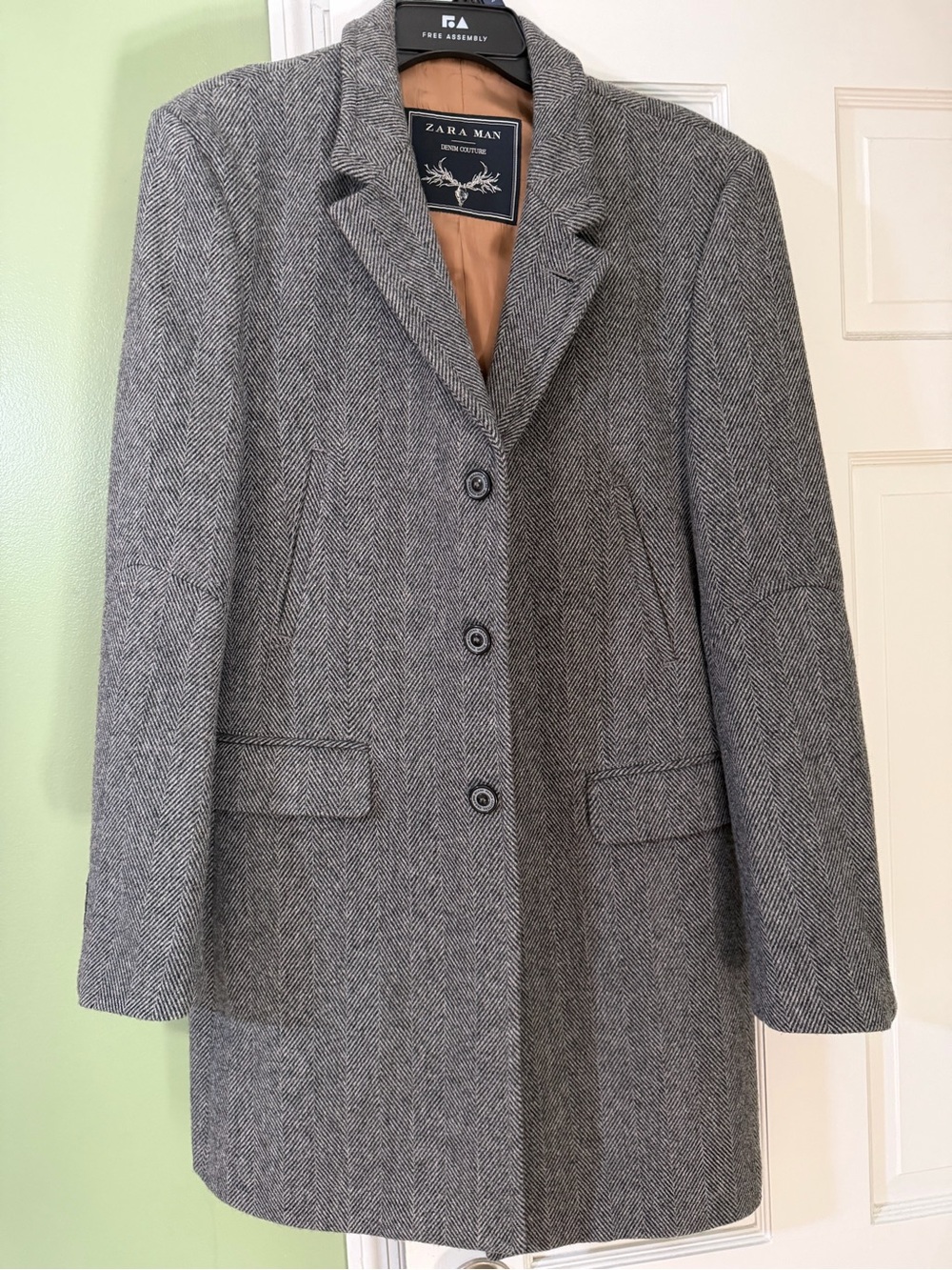 Men’s Zara Gray Herringbone Blazer Coat